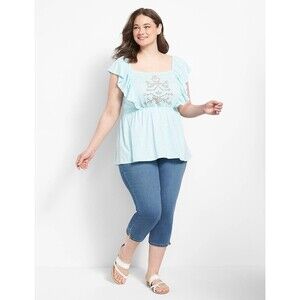 Lane Bryant Classic Square Neck Embroidered Peplum Tank Plus Size 18/20